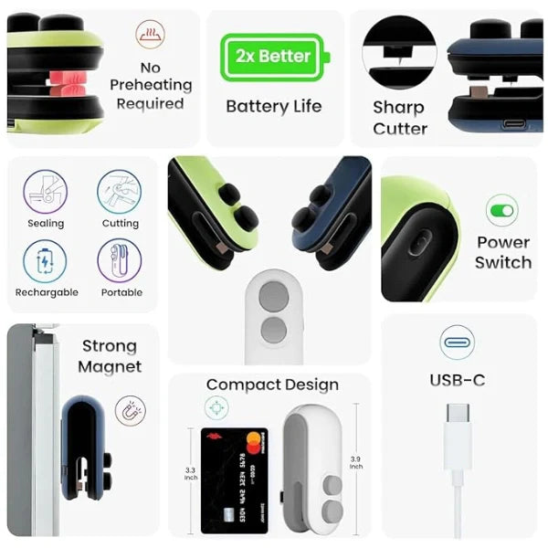 Portable Mini Bag Sealer – USB Rechargeable Heat Sealing Machine