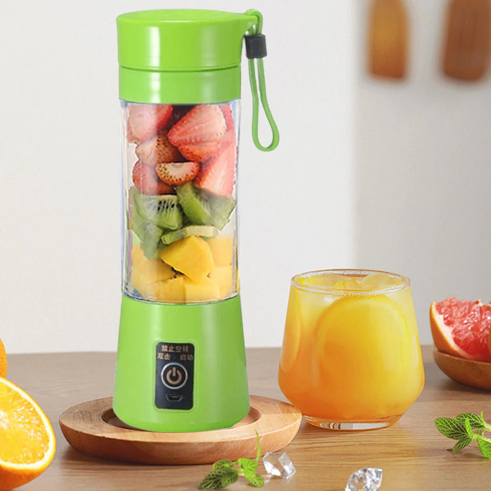 Portable USB Rechargeable Mini Juicer – 6 Blade Stainless Steel, 380 ml Travel Blender
