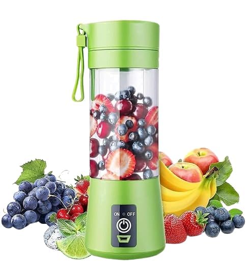 Portable USB Rechargeable Mini Juicer – 6 Blade Stainless Steel, 380 ml Travel Blender