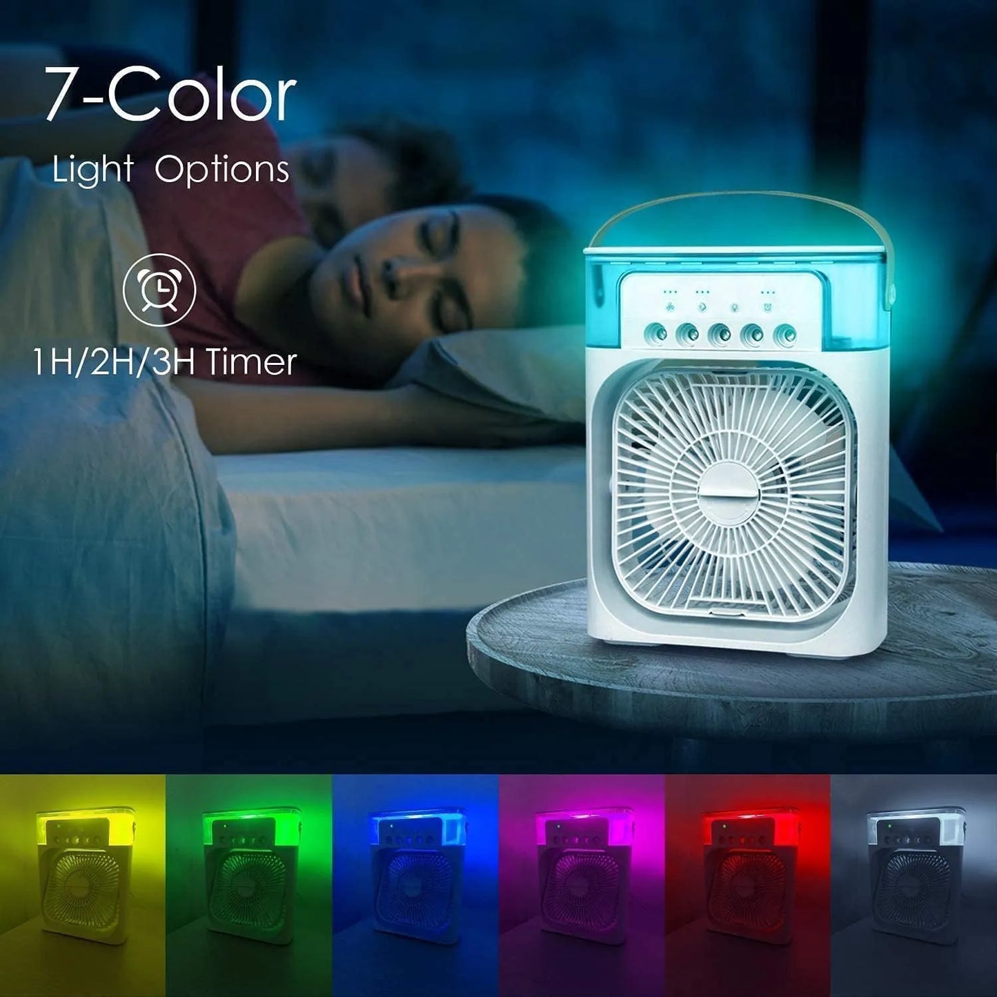 Mini Portable Air Cooler & Humidifier β USB Powered, 3-Speed Fan