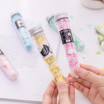 Mini Touch 6Pcs Travel Soft Paper Soap Flower Design Tube Shape Bottle (Assorted/Random Colour)