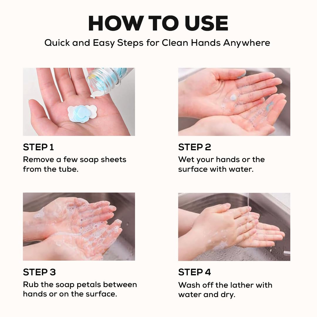 Mini Touch 6Pcs Travel Soft Paper Soap Flower Design Tube Shape Bottle (Assorted/Random Colour)